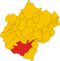 Map of comune of Bagno di Romagna (province of Forlì-Cesena, region Emilia-Romagna, Italy)
